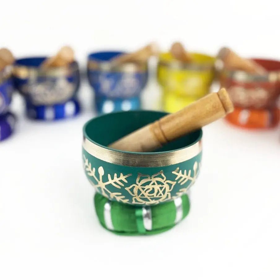 7 Chakra Colorful Singing Bowls, Pillows and Mallets - Mindful Living Home