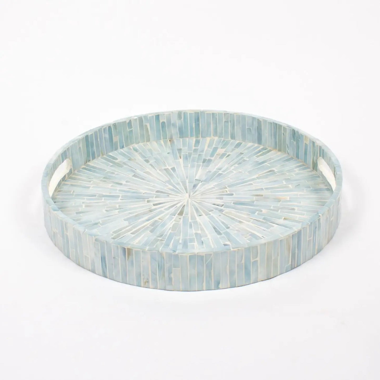 Blue Mother of Pearl Round Tray - Mindful Living Home