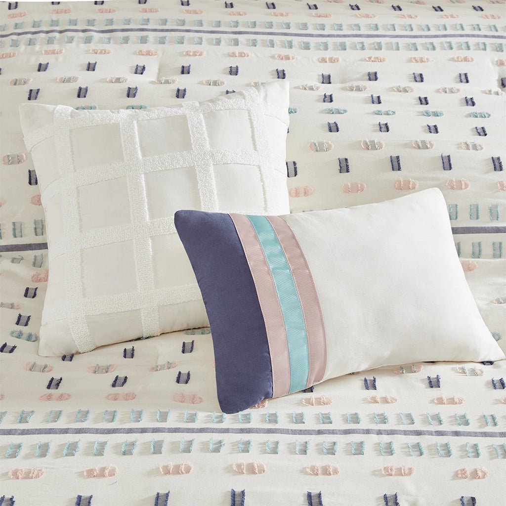 Clip Boho Stripe 5-Piece Comforter/Duvet Cover Set, Blush - Mindful Living Home