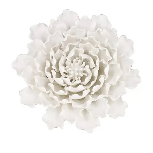 Cream Exaggerated 9" Ceramic Flower Wall Art - Mindful Living Home