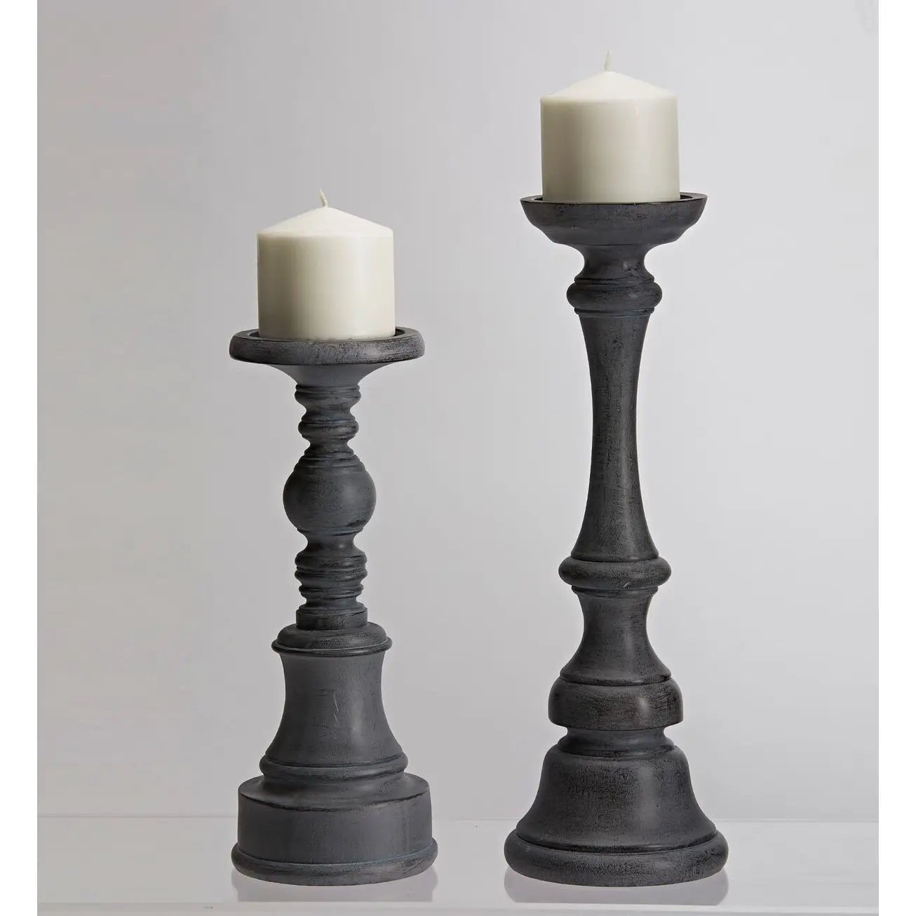 Gray Pillar Candle Stick Holder Set - Mindful Living Home