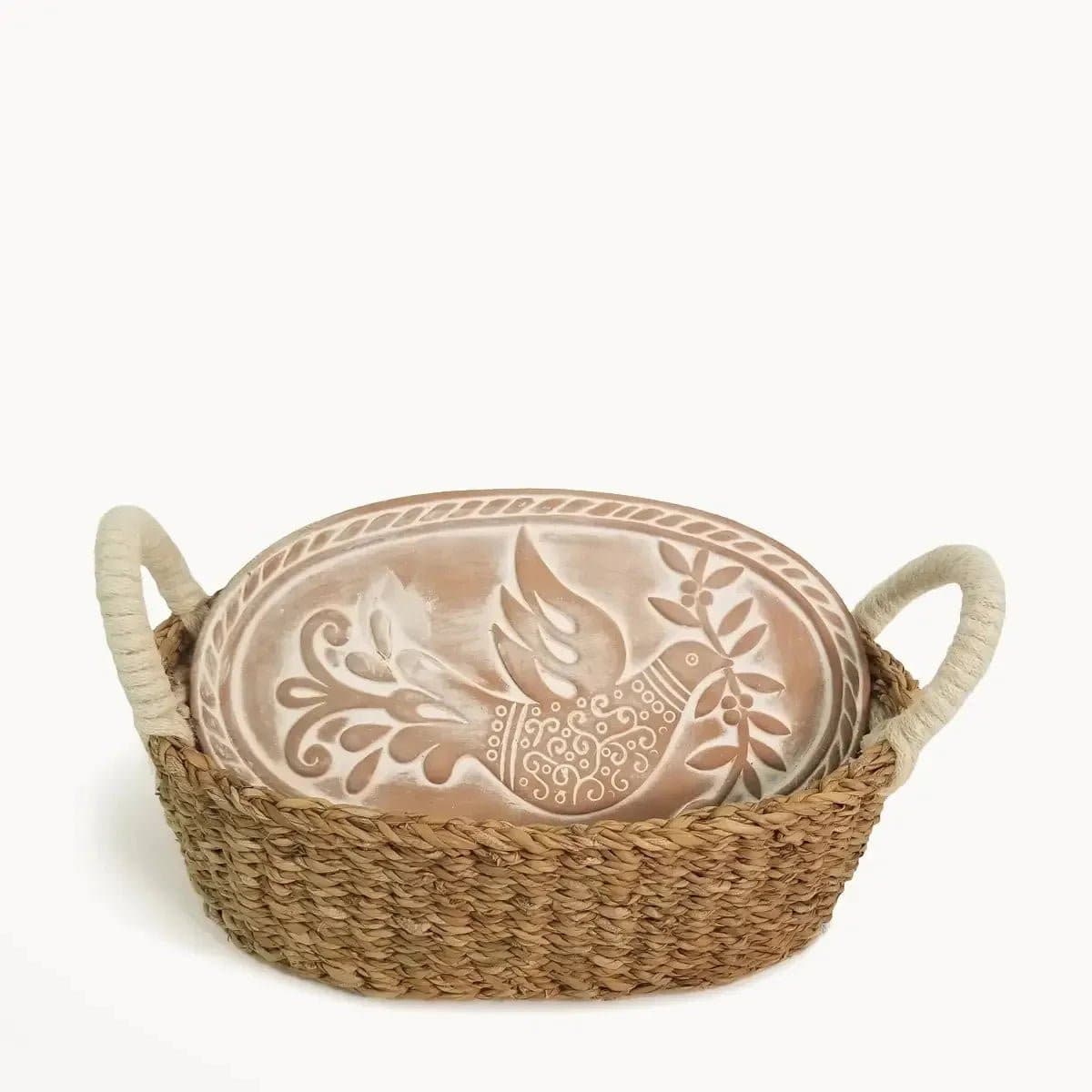 Handmade Bread Warmer & Wicker Basket - Bird Oval - Mindful Living Home