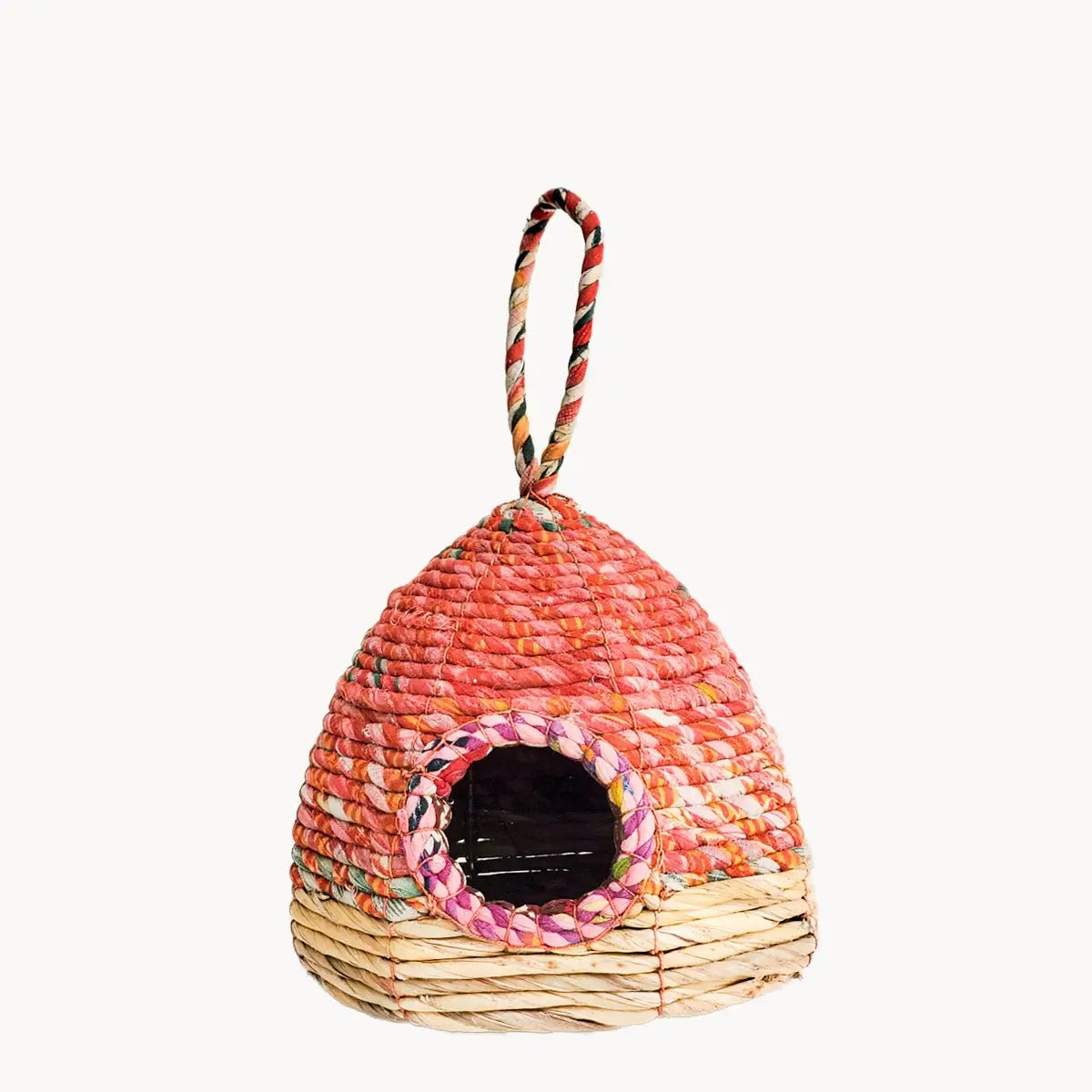 Handwoven Seagrass & Sari Bird Nester Birdhouse- Garden - Mindful Living Home
