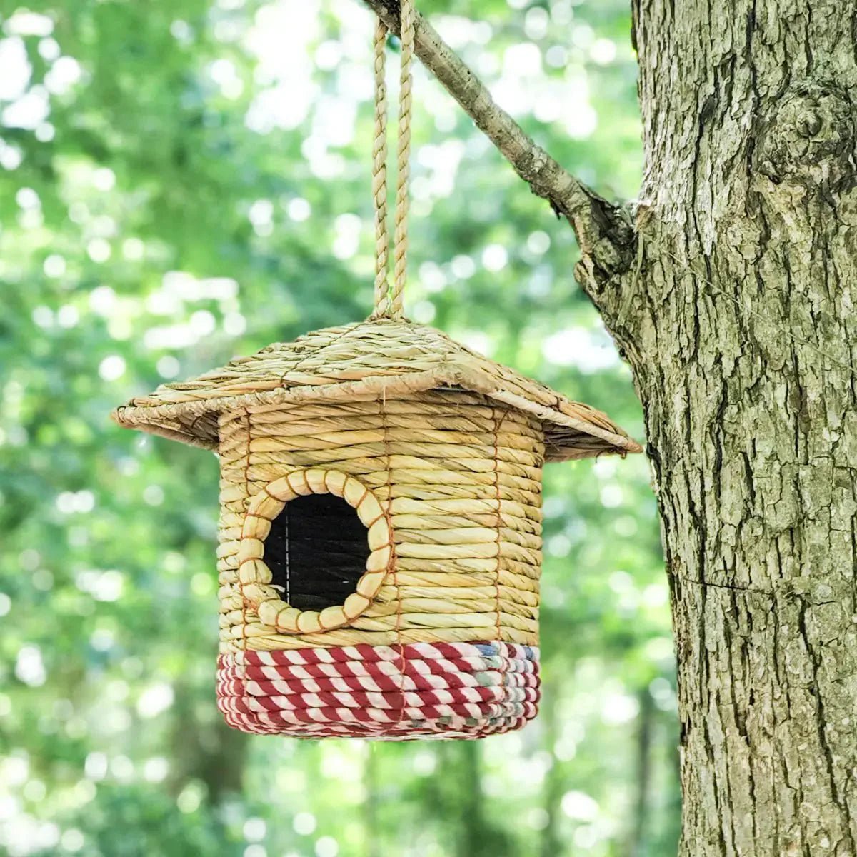Handwoven Seagrass & Sari Bird Nester L Birdhouse - Cottage - Mindful Living Home