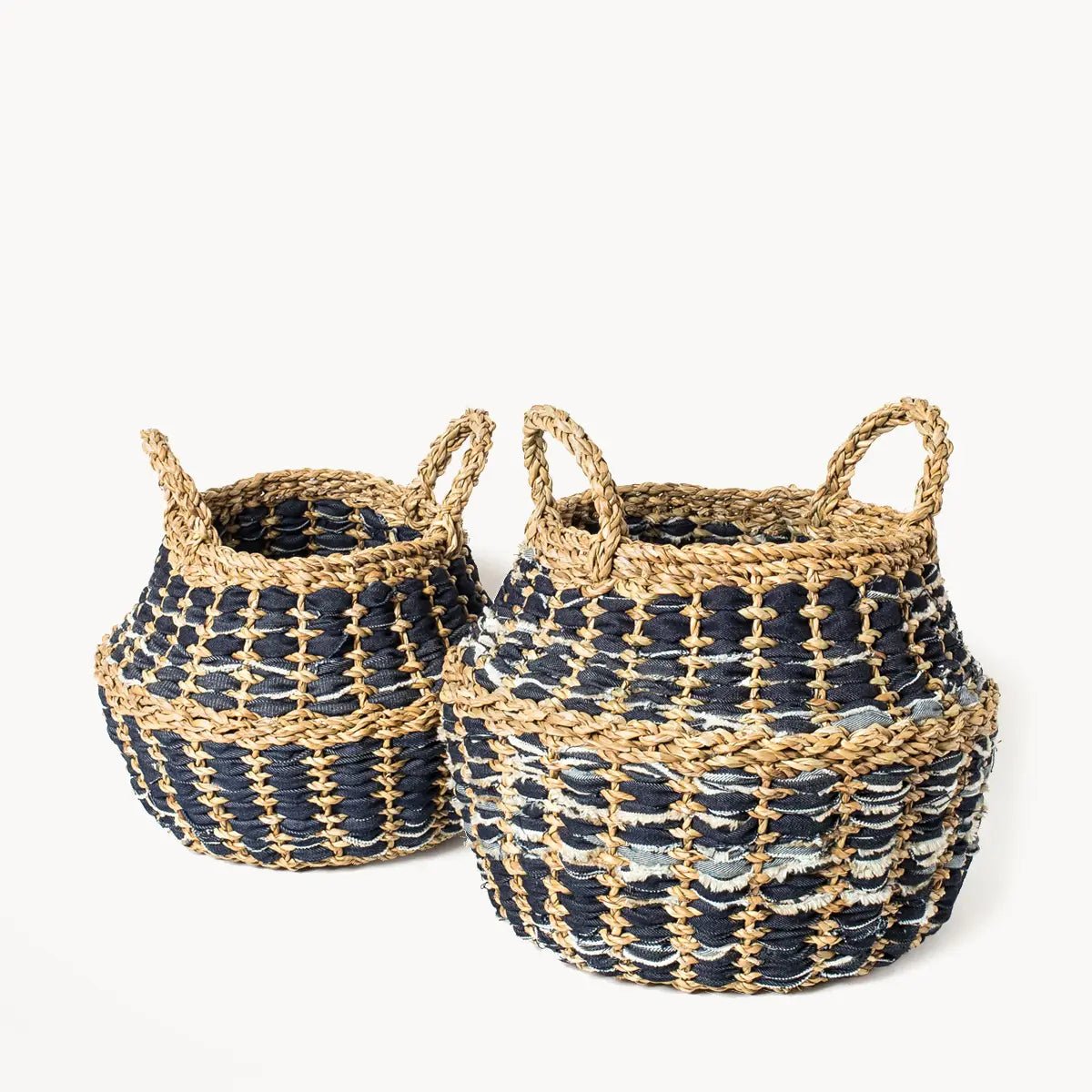 Handwoven Wicker Basket L Daya Foldable Basket-Set of 2 - Mindful Living Home