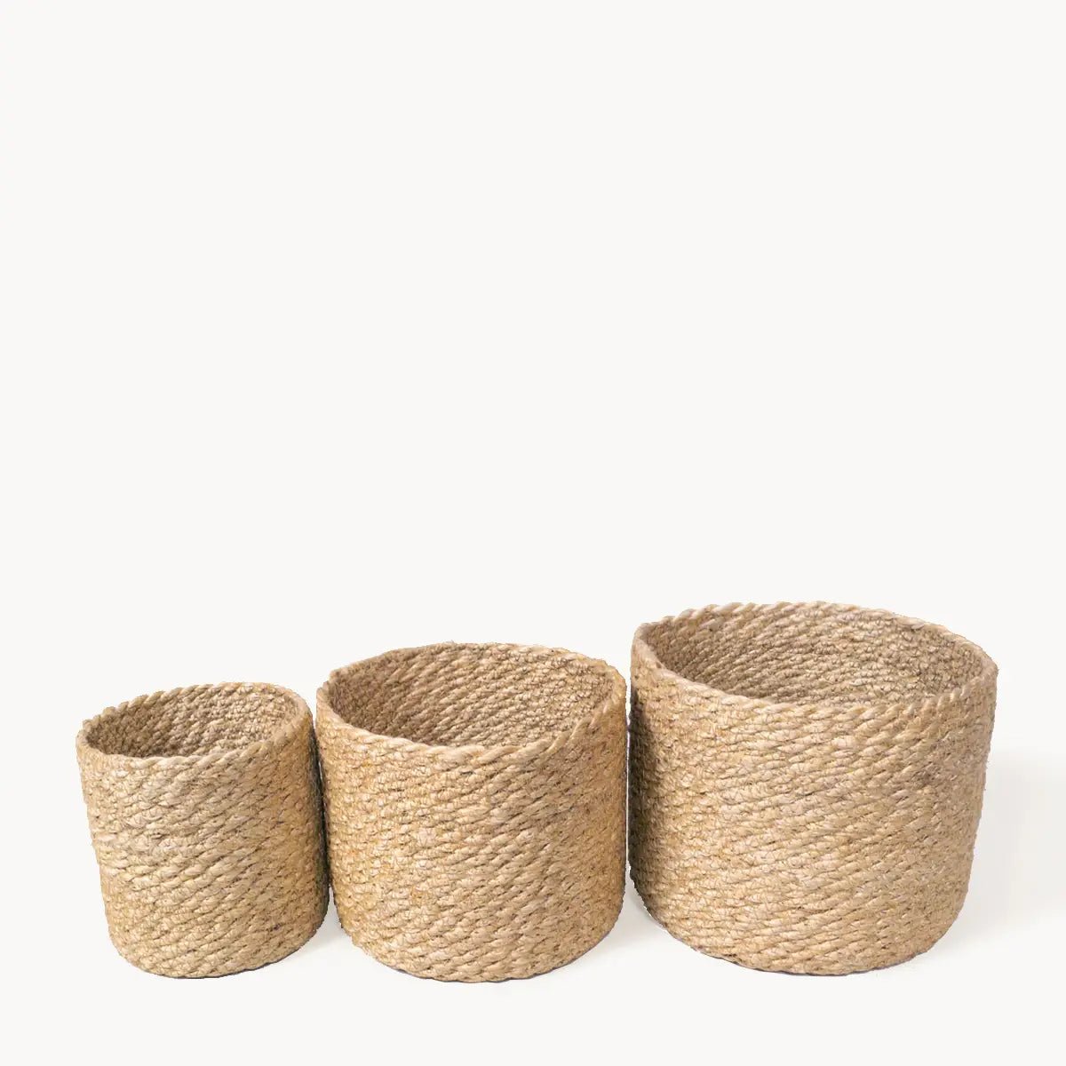 Handwoven Wicker Storage Basket L Kata Bin -Set of 3 - Mindful Living Home