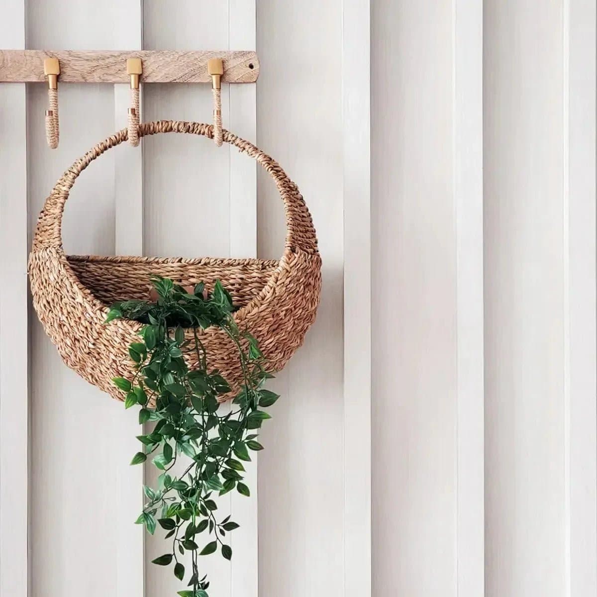 Handwoven Wicker Wall Hanging Basket Savar Hanging Planter - Mindful Living Home
