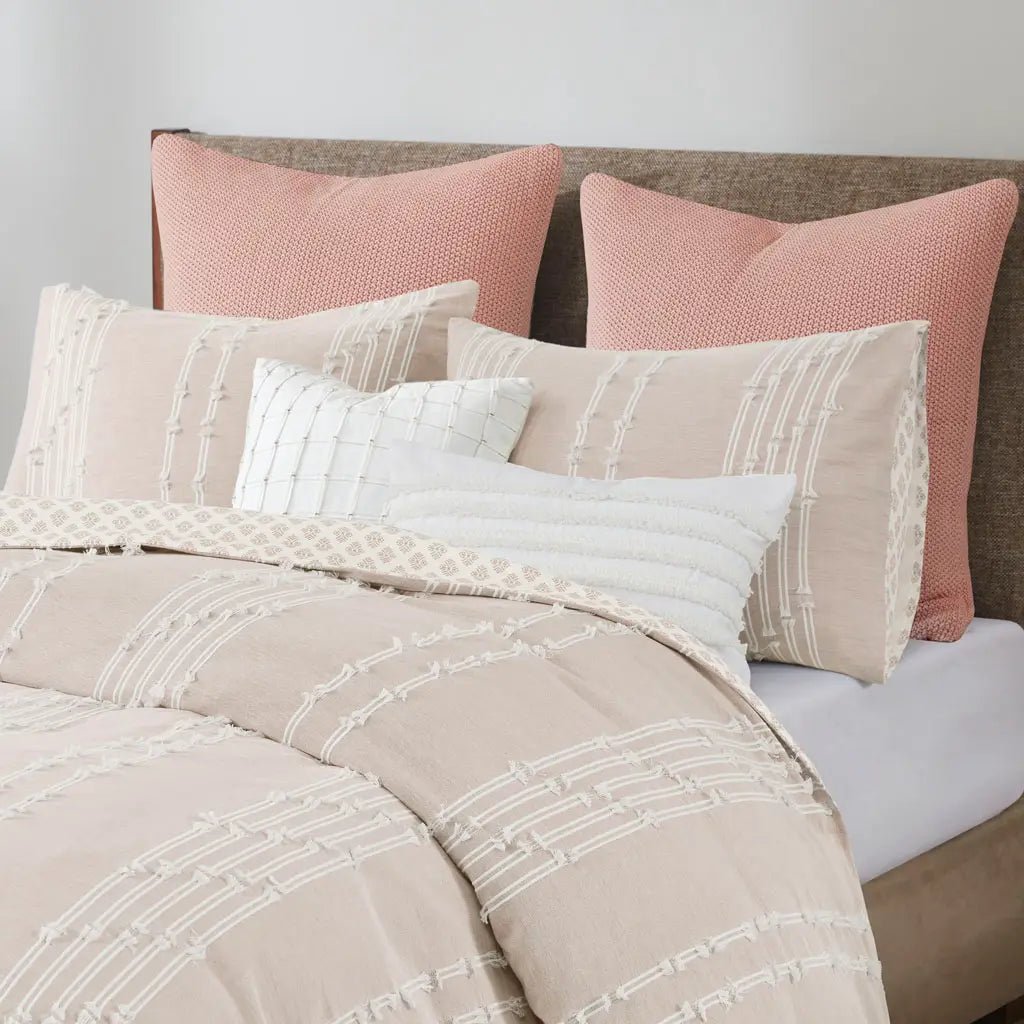 Jacquard Stripe Duvet Cover Mini Set, Pink - Mindful Living Home