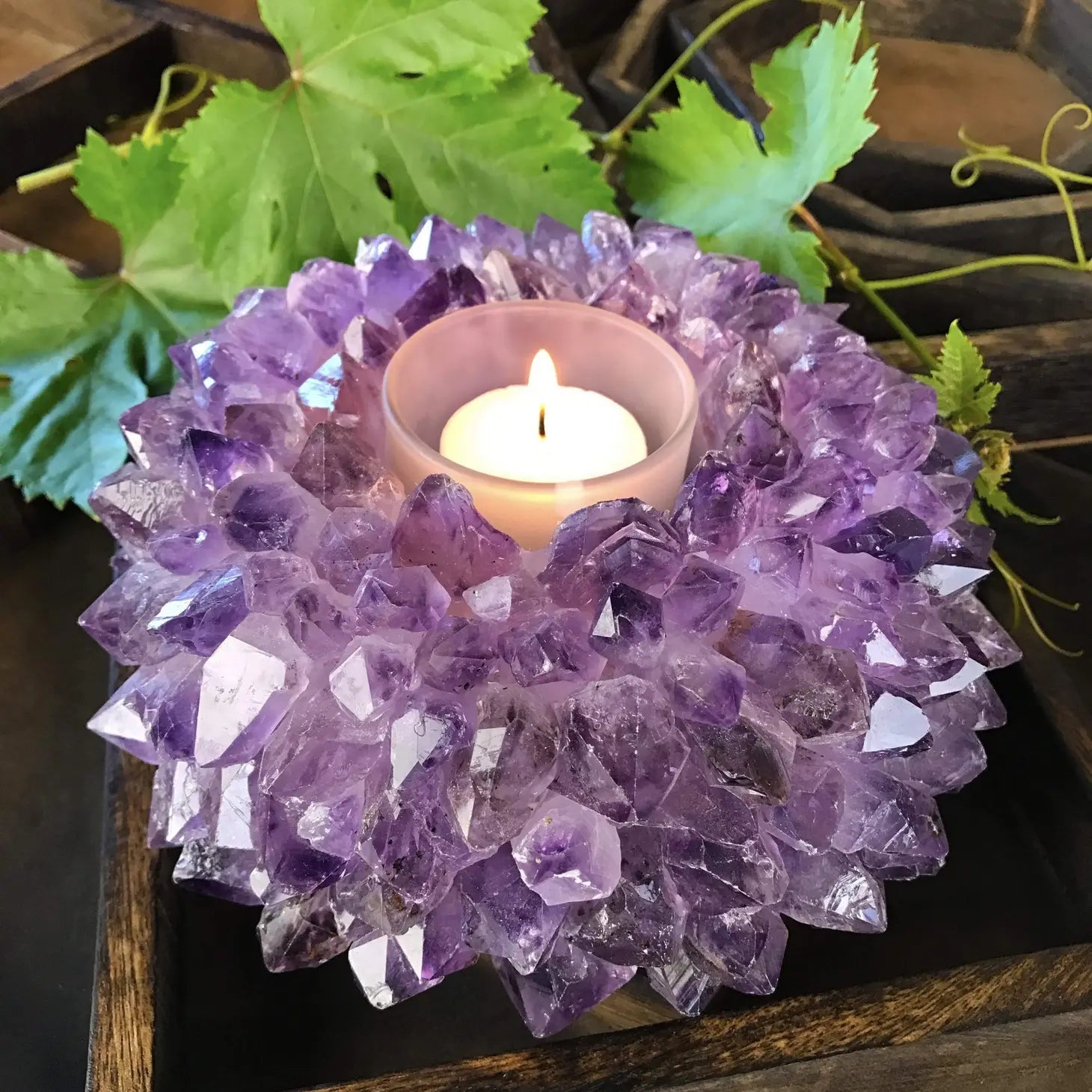 Large Amethyst Point Candle Holder - Mindful Living Home