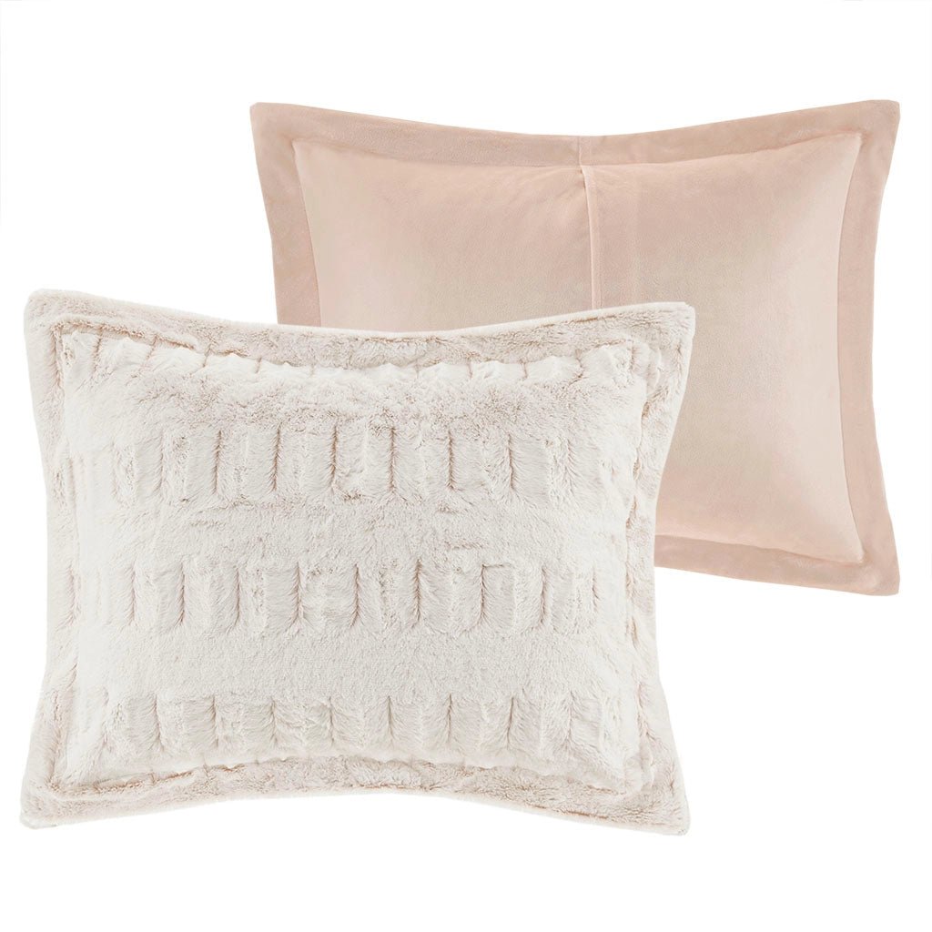 Long Faux Fur Comforter Mini Set, Blush - Mindful Living Home