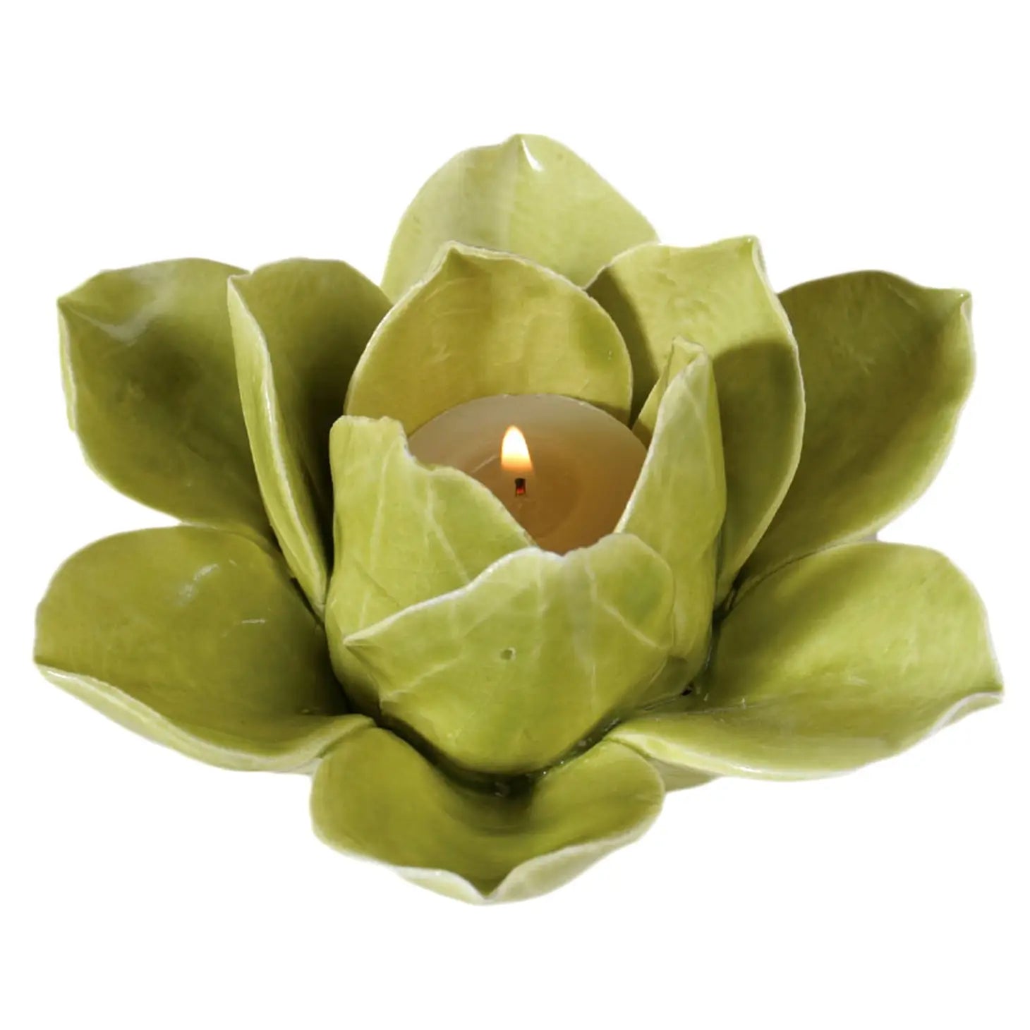 Lotus Tea Light Holder - Green - Mindful Living Home