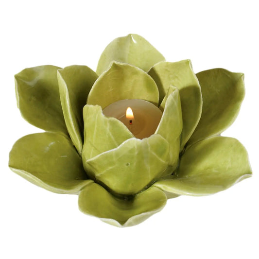 Lotus Tea Light Holder - Green - Mindful Living Home