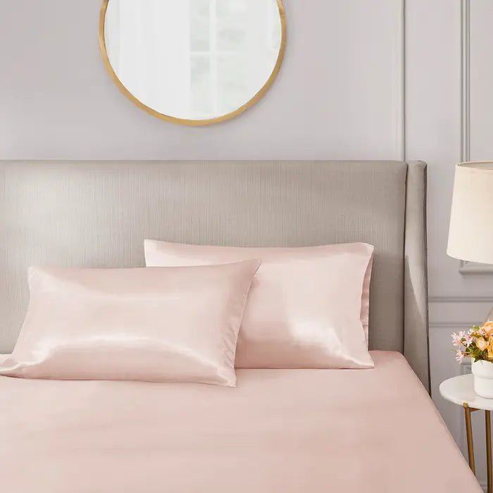 Luxury Satin 2-Piece Pillowcase Set, Blush Pink - Mindful Living Home
