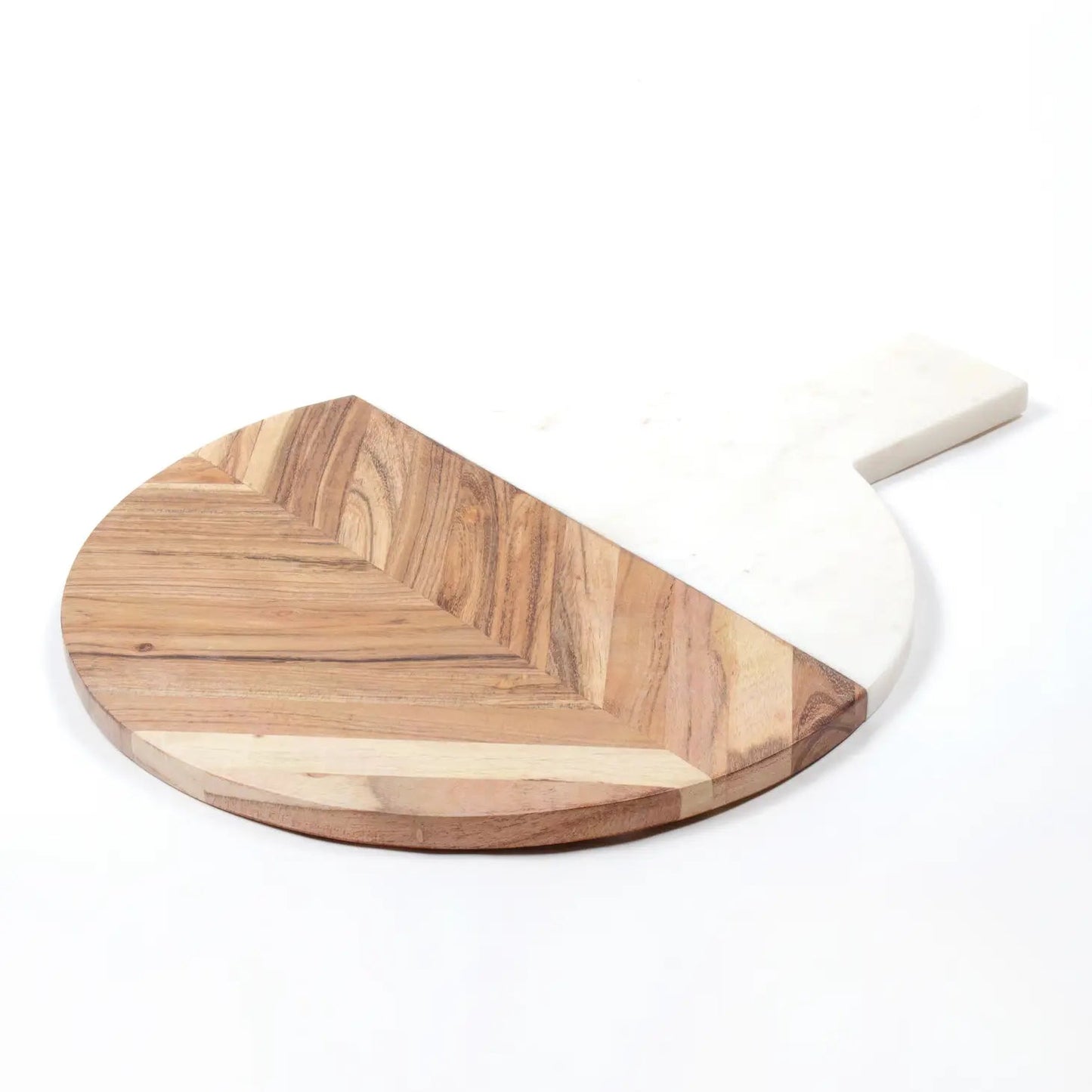 Marble & Wood Round Serving Board - Mindful Living Home