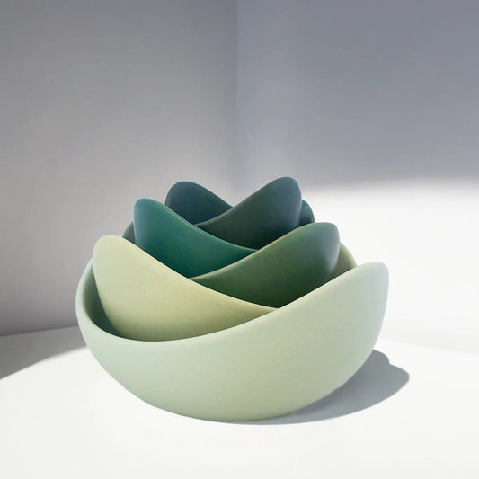 Natalia Ceramic Nesting Bowls, Pine Green - Mindful Living Home