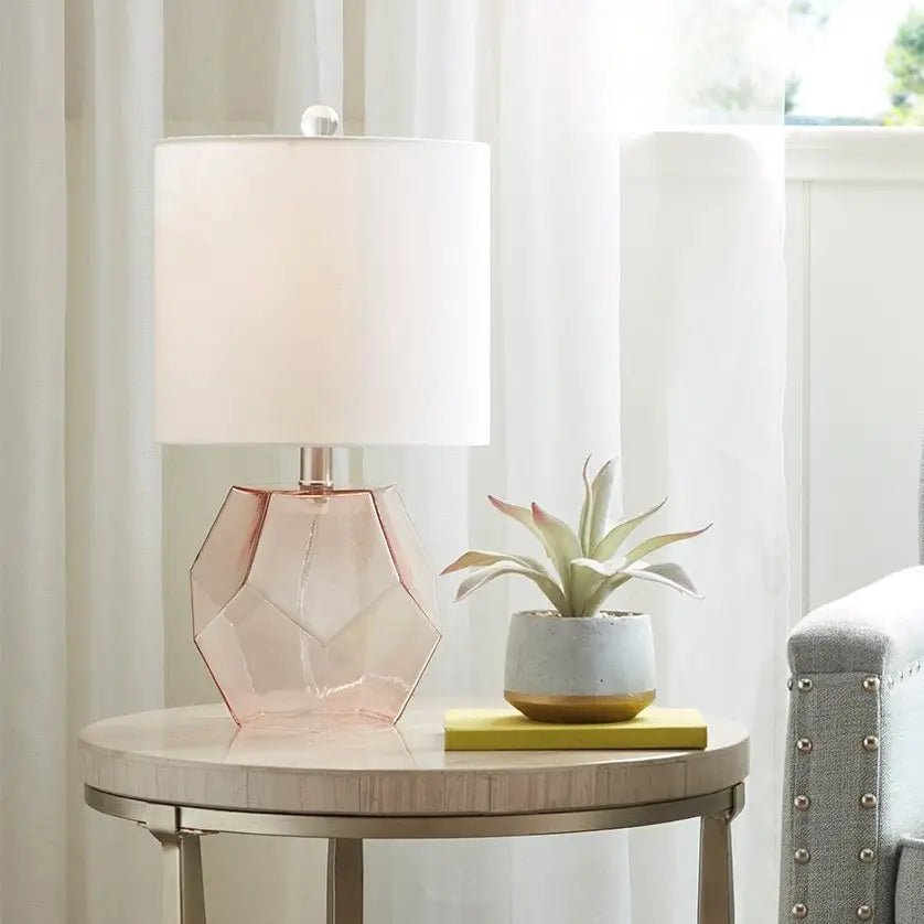 Pink Clear Glass Base Table Lamp - Mindful Living Home