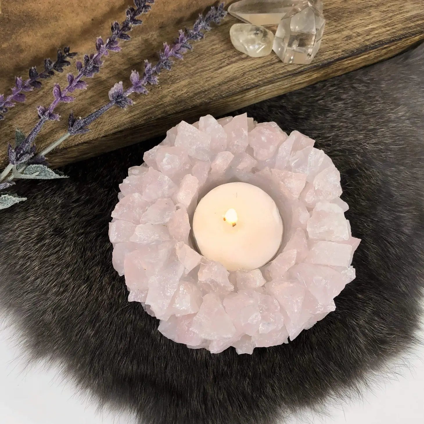 Rose Quartz Candle Holder - Mindful Living Home