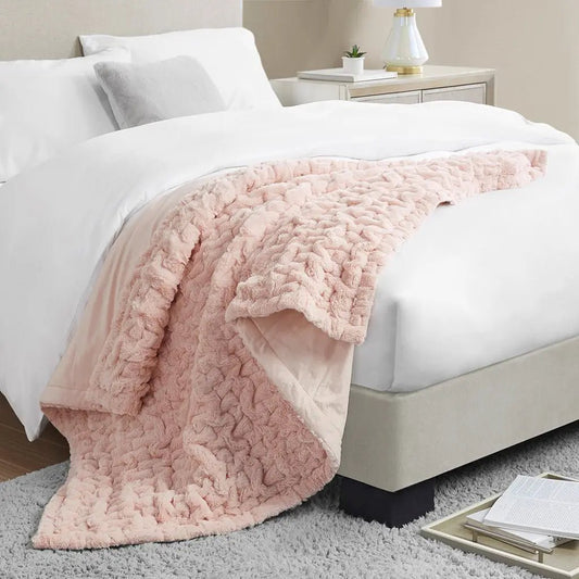 Ruched Throw Blanket, Blush Pink - Mindful Living Home