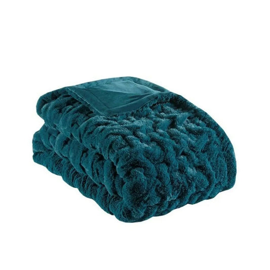 Ruched Throw Blanket, Teal - Mindful Living Home