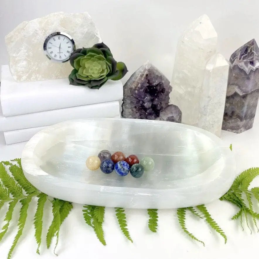 Selenite Extra Large Oval Bowl - Charging Station - Mindful Living Home
