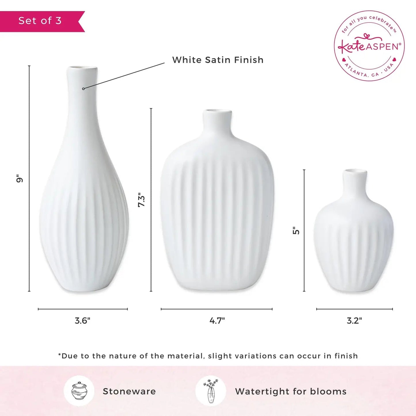 White Textured Ceramic Minimalist Vase (Set of 3) - Mindful Living Home